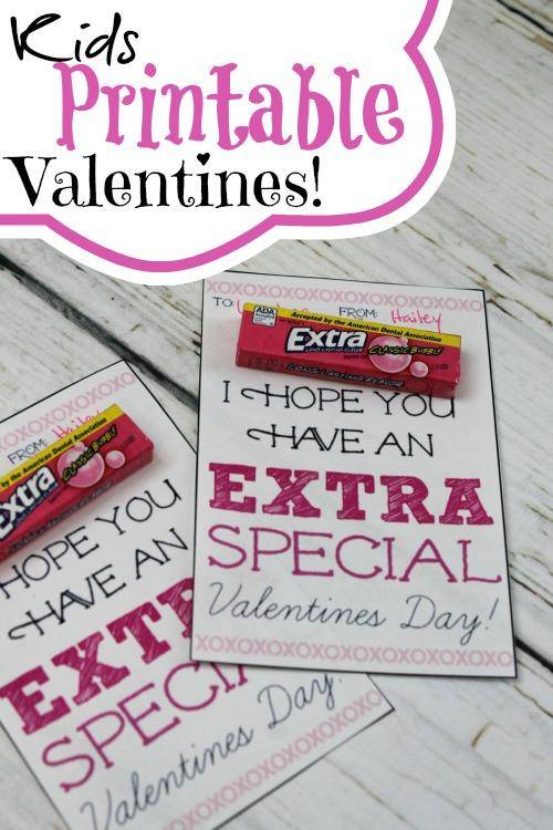 Kids Printable Valentines Using Extra Gum!