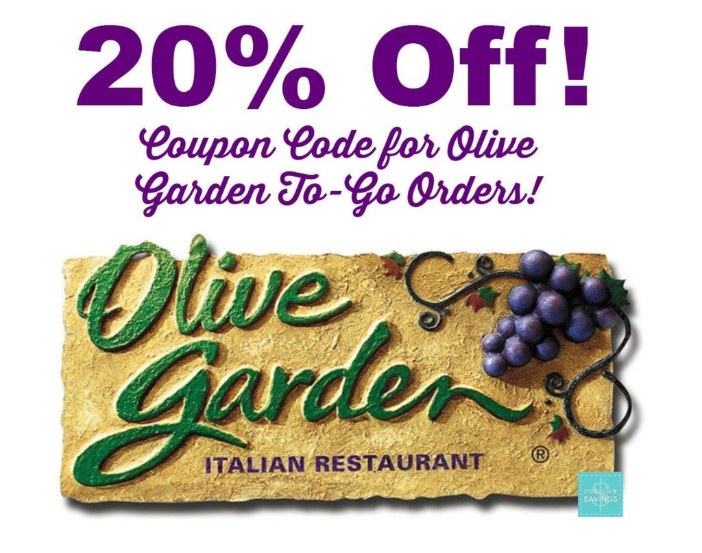 Olive Garden Coupon Code 20 off ToGo Orders!