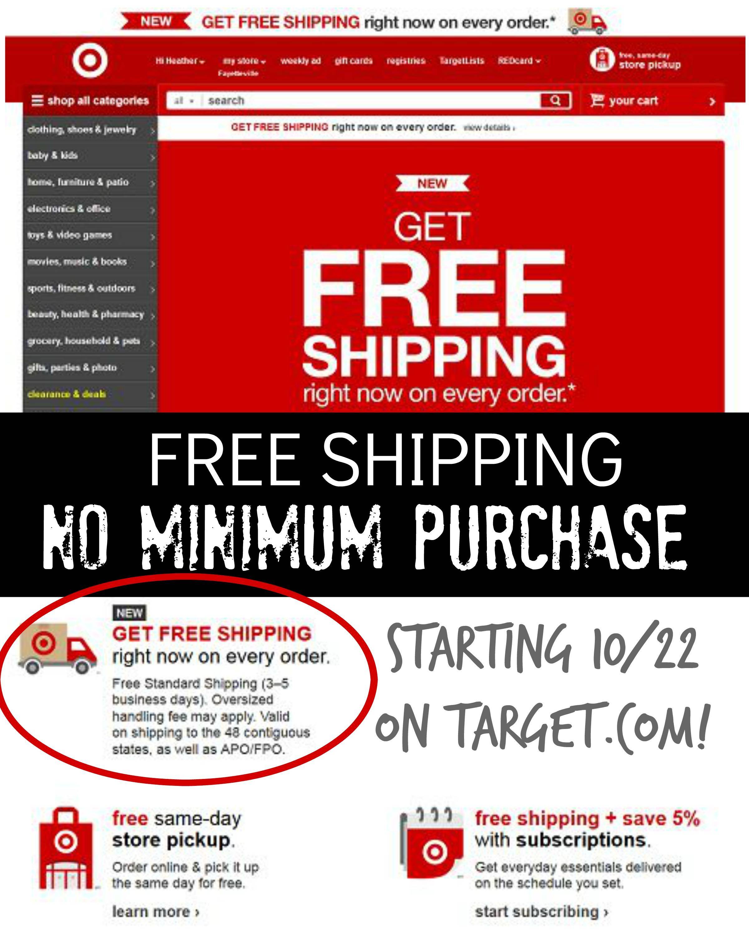 Target Free Shipping With No Coupon Code No Minimum Purchase