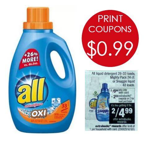 All Laundry Detergent Printable Coupons 0 99 Per Bottle 