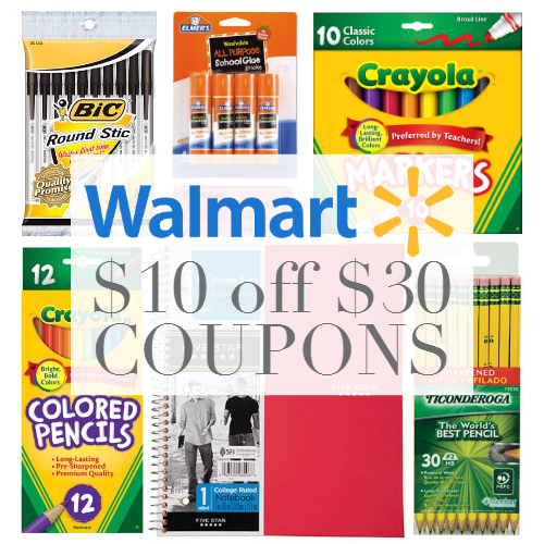 10 off 30 Walmart Coupons! Save on School Supplies!