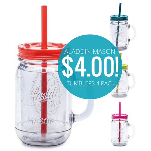 Aladdin Mason Tumbler Cups with Straws as low as $4!