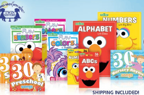 10 Piece Set of Sesame Street Flashcards, Book, and CDs just $23!