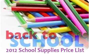 Back to School Supplies Price List