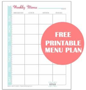 Free Printable Menu Plan Worksheet! - Passion for Savings