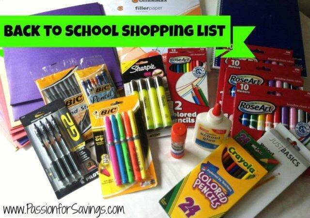Back to School Shopping List