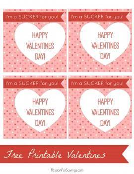 Kids Printable Valentines Using Suckers!