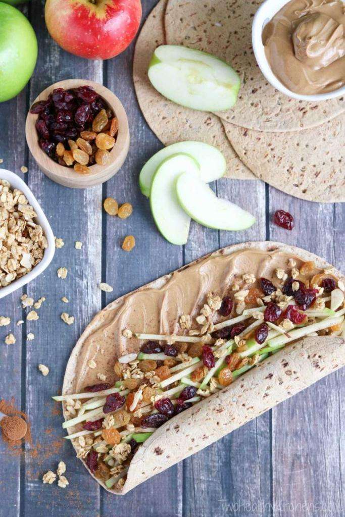 Apple Peanut Butter Sandwich Wraps Lunch Box Ideas for Kids