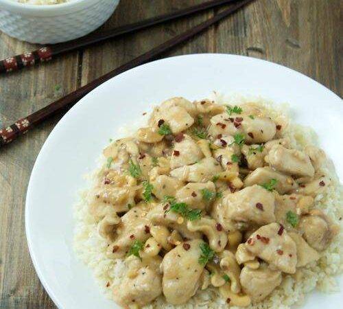 Simple Cashew Chicken Made with Cauliflower Rice