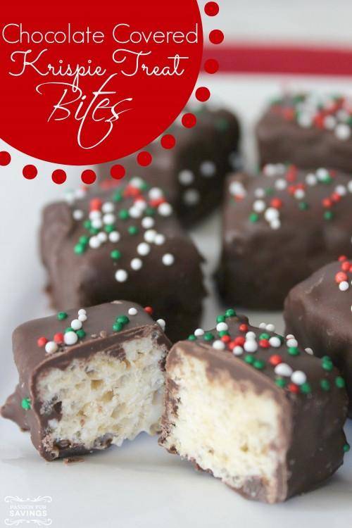 Chocolate Covered Krispie Treat Bites Recipe