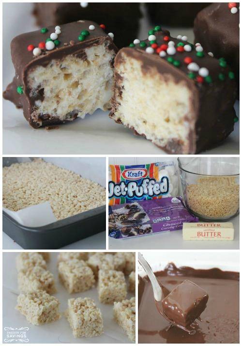Chocolate Covered Krispie Treat Bites