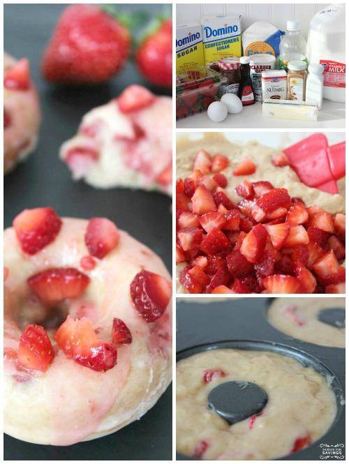 Strawberry Glazed Baked Donuts