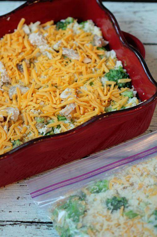 Cheesy Broccoli Chicken & Rice Recipe Freezer Meal!