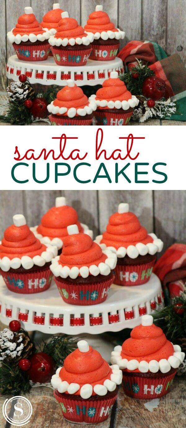 Santa Hat Cupcakes Recipe for Holiday Baking with Kids! Christmas Desserts for Christmas Eve or a Santa filled Movie Day!