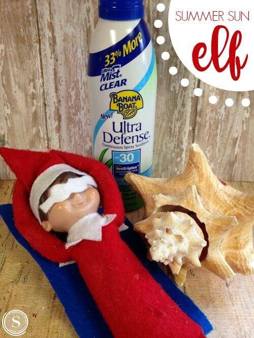 Elf on the Shelf Idea: Summer Sun Elf! Creative and fun crafts and activities to create memories with your family this holiday season! Fun things to do with your elves!