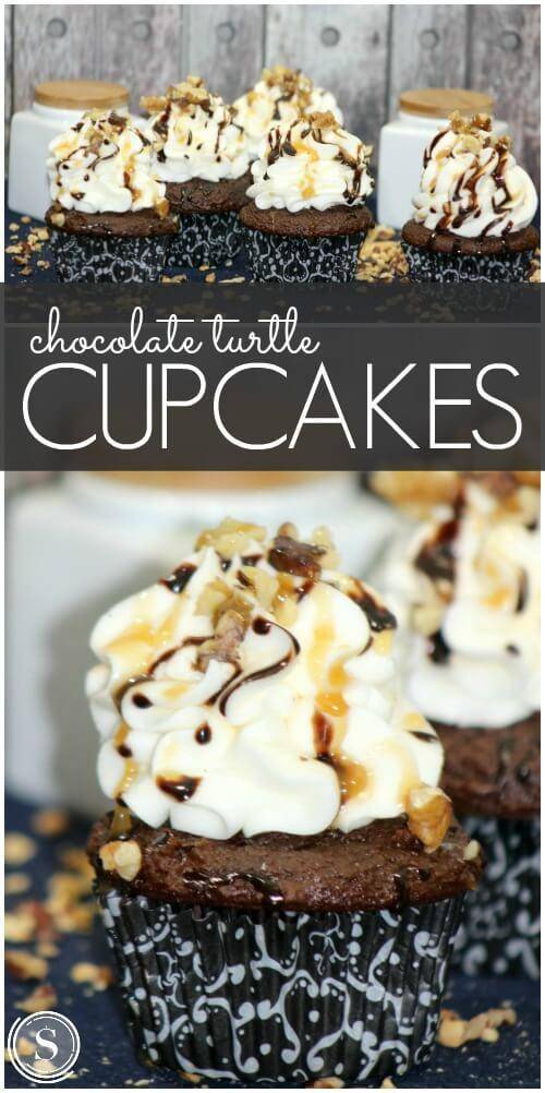 Chocolate Turtle Cupcakes! Easy Homemade Recipe for this Turtle Cupcake Dessert Recipe!