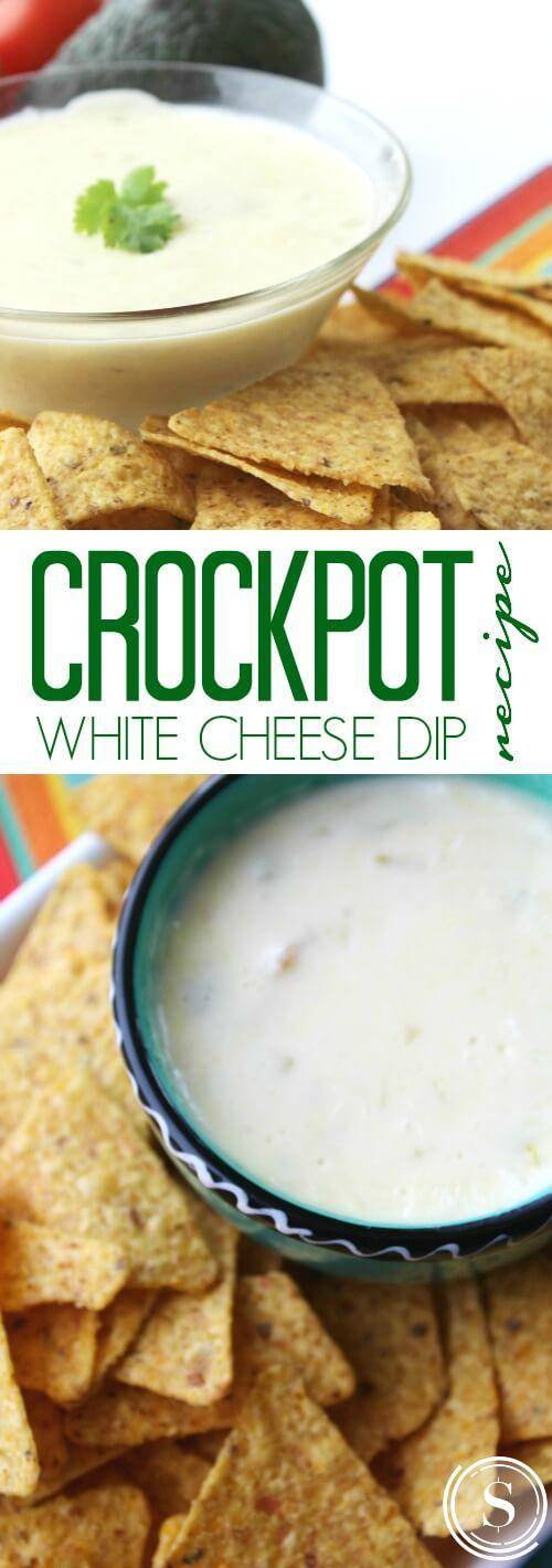 Crockpot White Cheese Dip Slowcooker Recipe for Game Day and Party Appetizers!