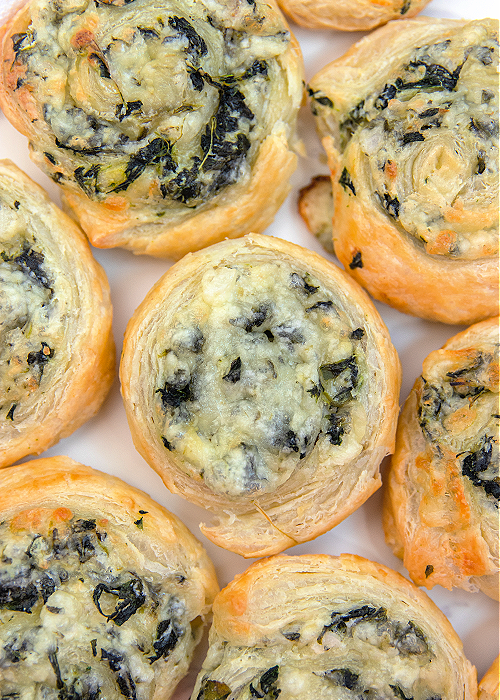 creamy spinach roll ups after being baked