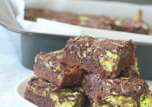 Mint Chocolate Cheesecake Brownies for St Patrick's Day