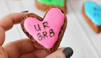 Homemade Conversation Heart Brownies for Valentine's Day