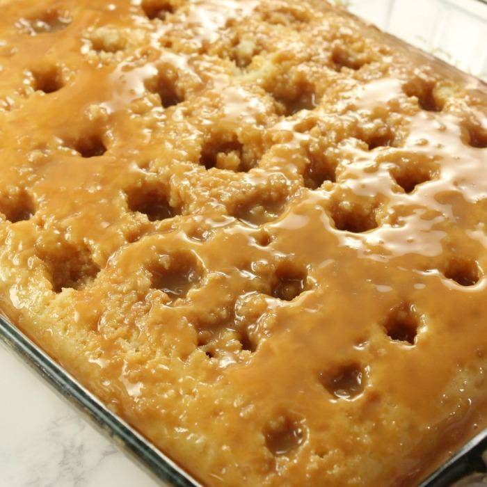 Caramel Strawberry Shortcake Poke Cake Recipe