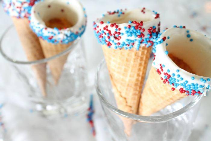 I am loving these DELICIOUS 4th of July Ice Cream Cones! They're the PERFECT sweet treat this 4th of July when you add ice cream plus they're super easy to make, my kids loved them!