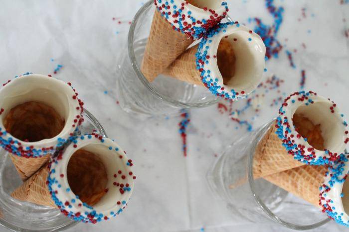 I am loving these DELICIOUS 4th of July Ice Cream Cones! They're the PERFECT sweet treat this 4th of July when you add ice cream plus they're super easy to make, my kids loved them!