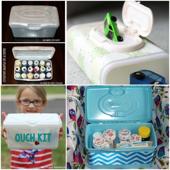 Check out these 15 Surprising Ways to Re-Use Baby Wipe Containers, you'll be up cycling your products and you can use them for some really, really great ideas!