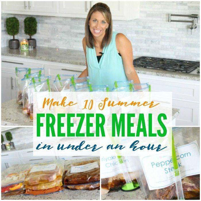 Make 10 Summer Freezer Meals for the Grill in Under an Hour and have Grilled Chicken, Steak, Pork Chops and More ready to go on the grill for dinner each night! 