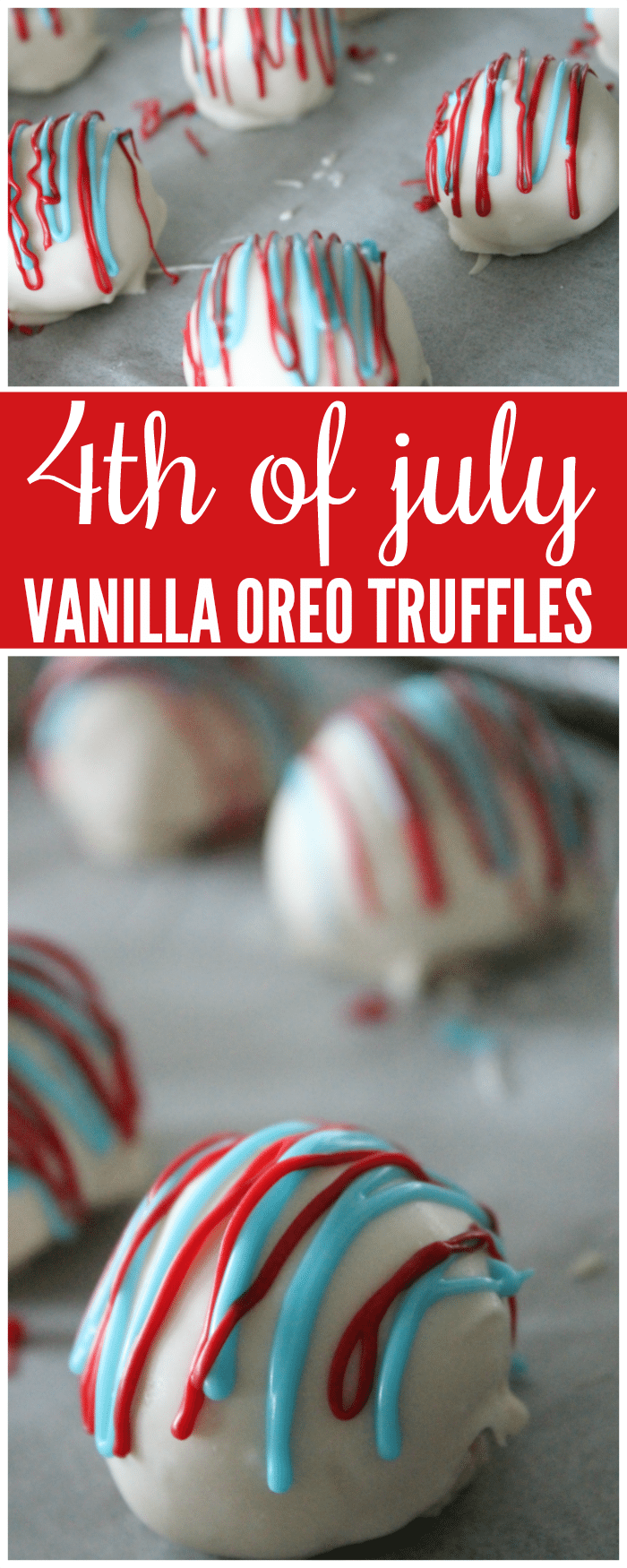 I am LOVING this delicious 4th of July Vanilla Oreo Truffles Recipe that your whole family will love!