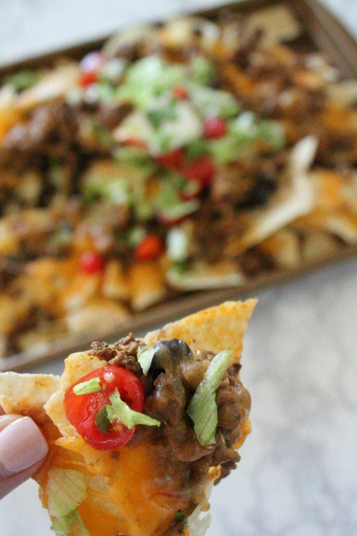 YUM! These Sheet Pan Nachos Recipe with Homemade Taco Seasoning are delicious!