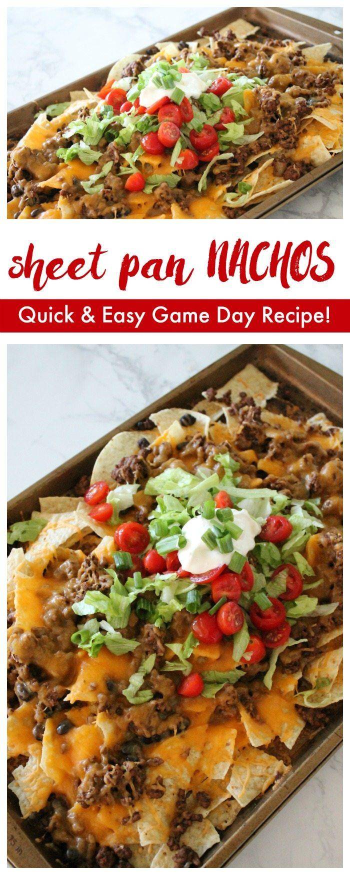 This Sheet Pan Nachos Recipe with Homemade Taco Seasoning is perfect for dinner tonight or Game Day!