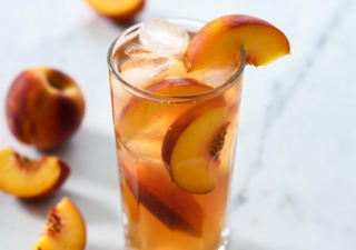 easy peach tea in a glass