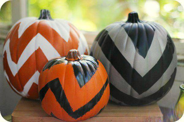 Chevron Painted Halloween Pumpkin