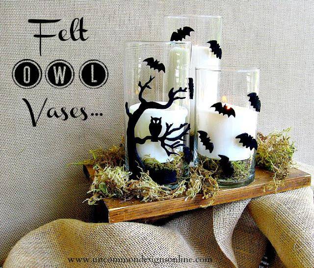 Felt Owl Vases Halloween Decorating Ideas
