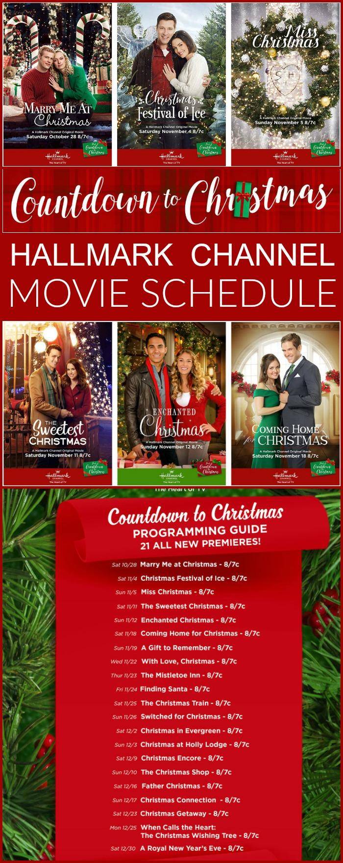 the hallmark channel "countdown to christmas" movie schedule +