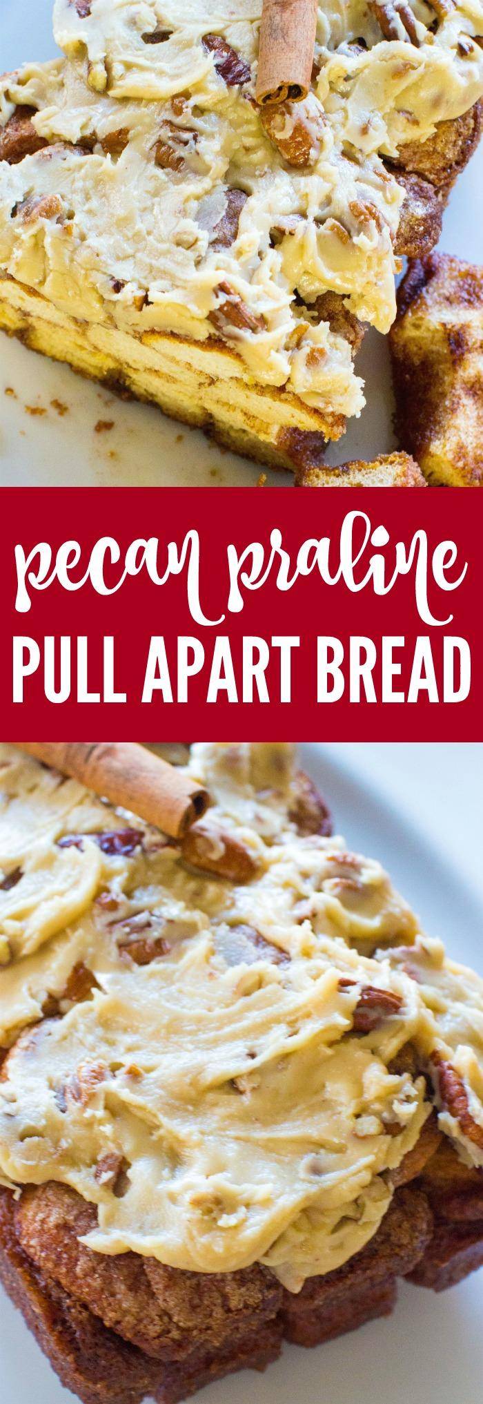 Easy Pecan Praline Pull Apart Bread Recipe for the Holidays! Easy Appetizer, Breakfast, or Dessert Idea for Christmas, Thanksgiving, or Family Brunch!