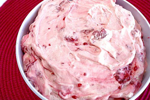 Easy Raspberry Vanilla Salad Christmas Dessert Recipe