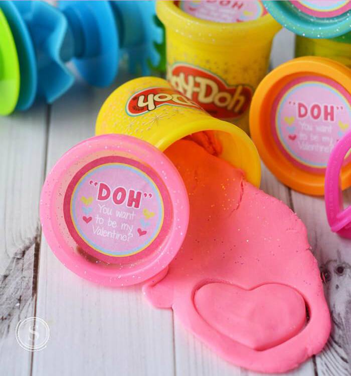 Dollar Store Valentines with Play Doh and Free Printable