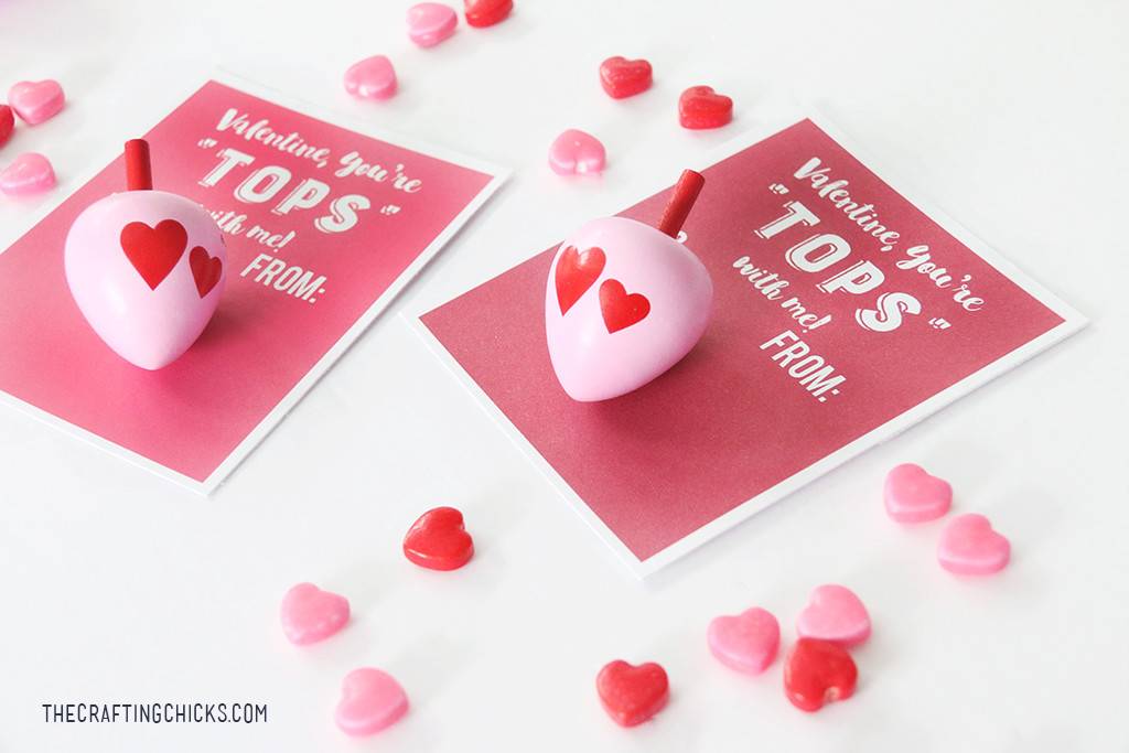 Dollar Store Valentines with Tops and a Free Printable