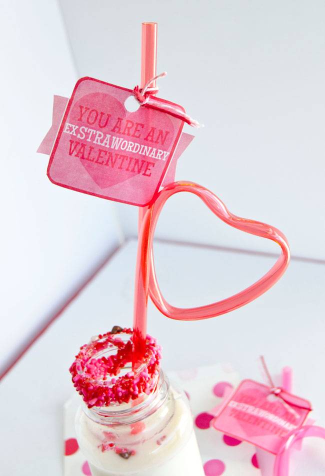 Valentines Day Card Straw Dollar Store Idea