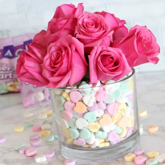 Valentine S Day Flower Vase With Conversation Hearts Passion