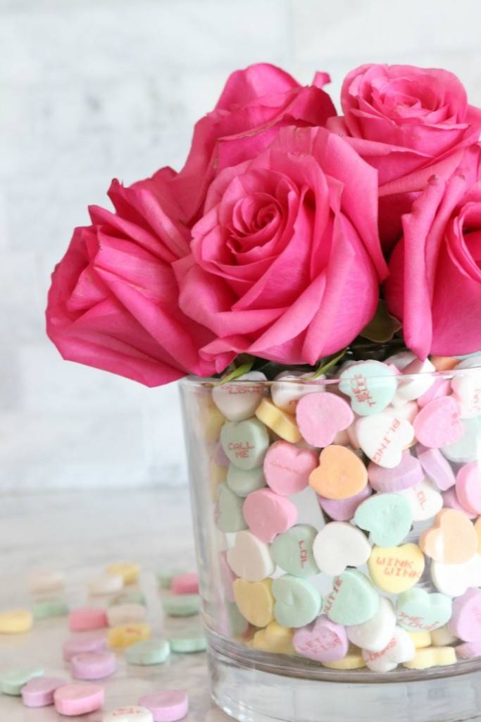 Valentine's Day Flower Vase with Conversation Hearts! - Passion For Savings