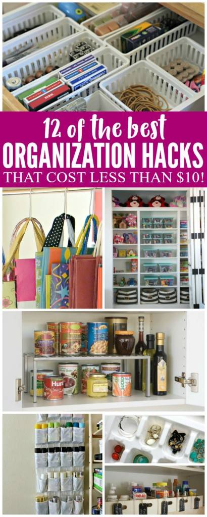 Organization Hacks, Kitchen Organization Hacks, Bathroom Organization Hacks, Home Organization Hacks and  Dollar Store Organization Hacks. Get Organized with these Organization Hacks for Budgeters!