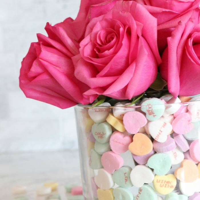 Valentine S Day Flower Vase With Conversation Hearts Passion