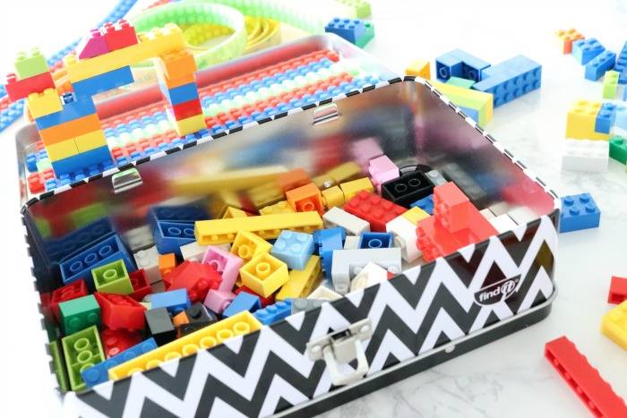 How to Make a Travel Lego Box for Kids! This Lego Tape is AMAZING and you can create a CUTE on-the-go lego storage box to carry in the car or take on vacations!