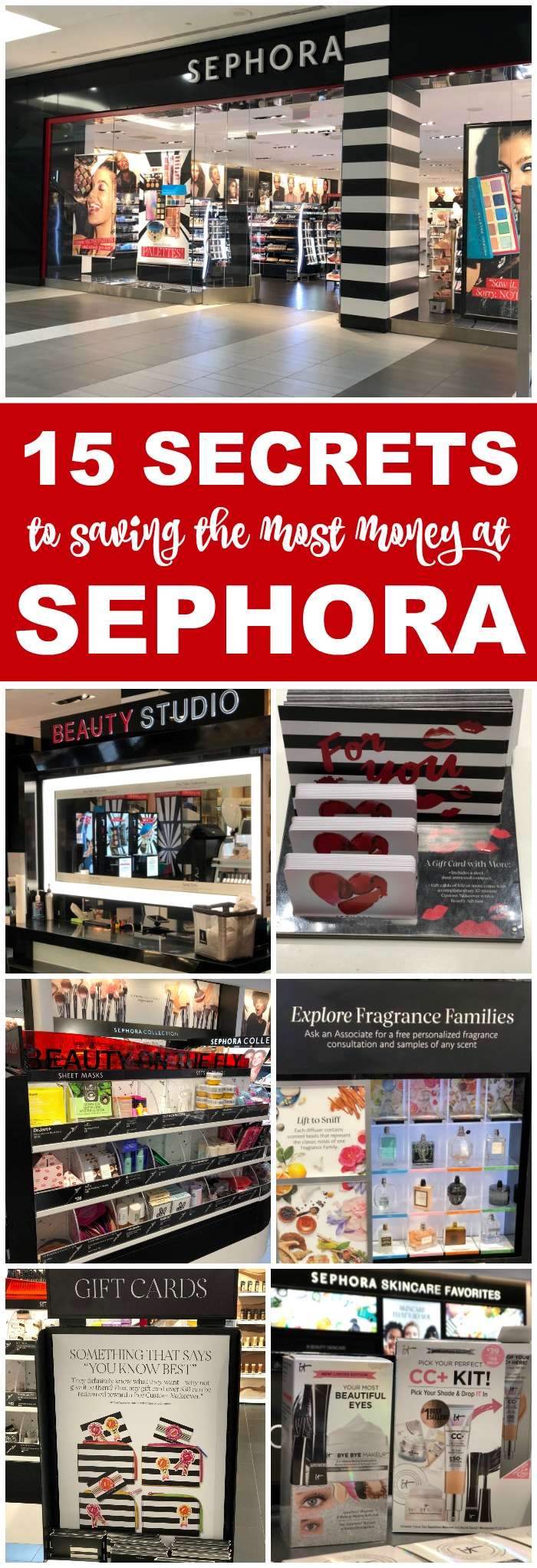 15 Clever Ways to Save Money at Sephora! Tips and tricks for getting the best prices and deals on beauty products, makeup, supplies, and freebies at Sephora!