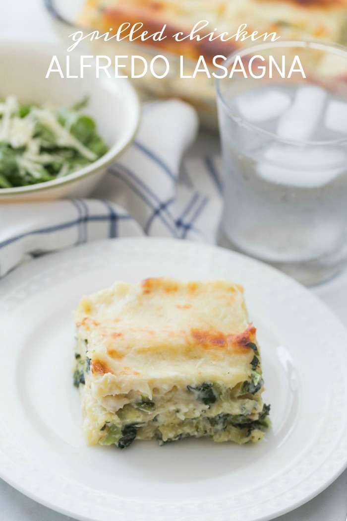 Grilled Chicken Alfredo Lasagna Recipe! An easy family, kid-friendly dinner recipe for your Meal Plan. White lasagna recipe that is easy to make. #whitelasagna #chicken #lasagna #alfredo #dinner #easy #recipe #quick #noboilnoodles Grilled Chicken Alfredo Lasagna Recipe! An easy family, kid-friendly dinner recipe for your Meal Plan. Everyday Meals and Recipes with Grilled Chicken!