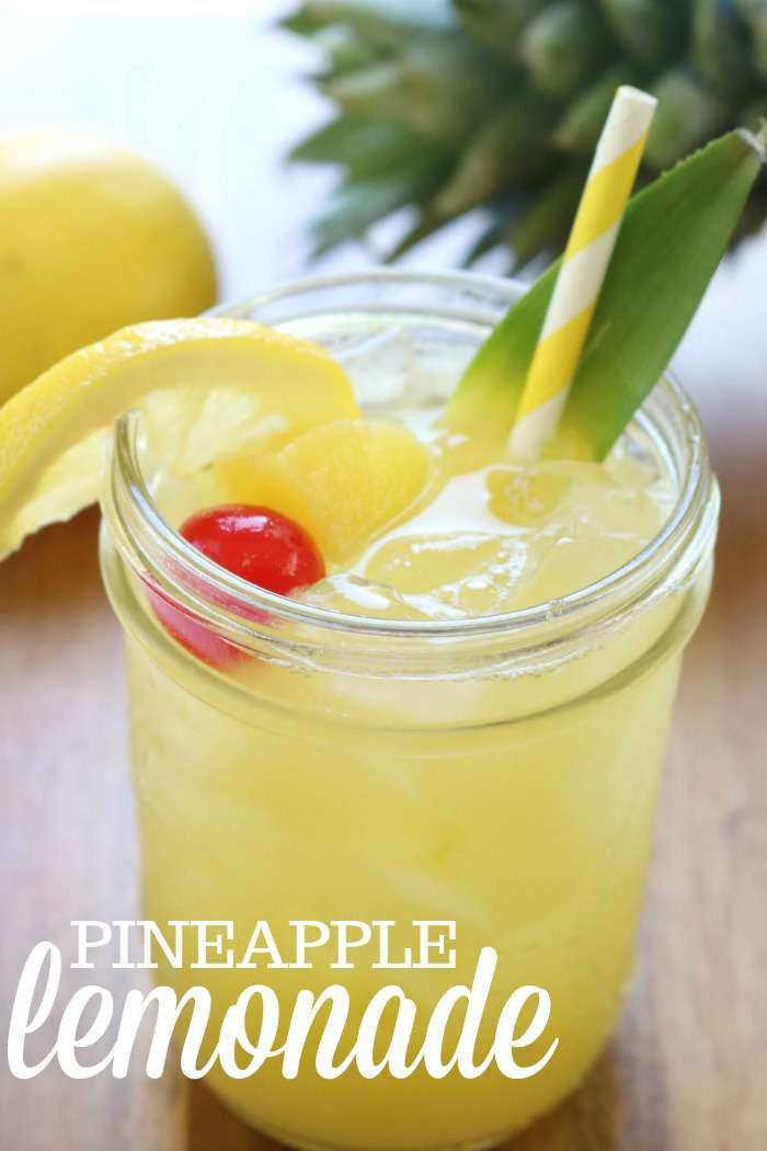 Pineapple Lemonade Recipe! This Fresh Fruit Summer Lemonade is a kid-friendly refreshing beverage for holidays, parties, birthdays, or pool time treat!