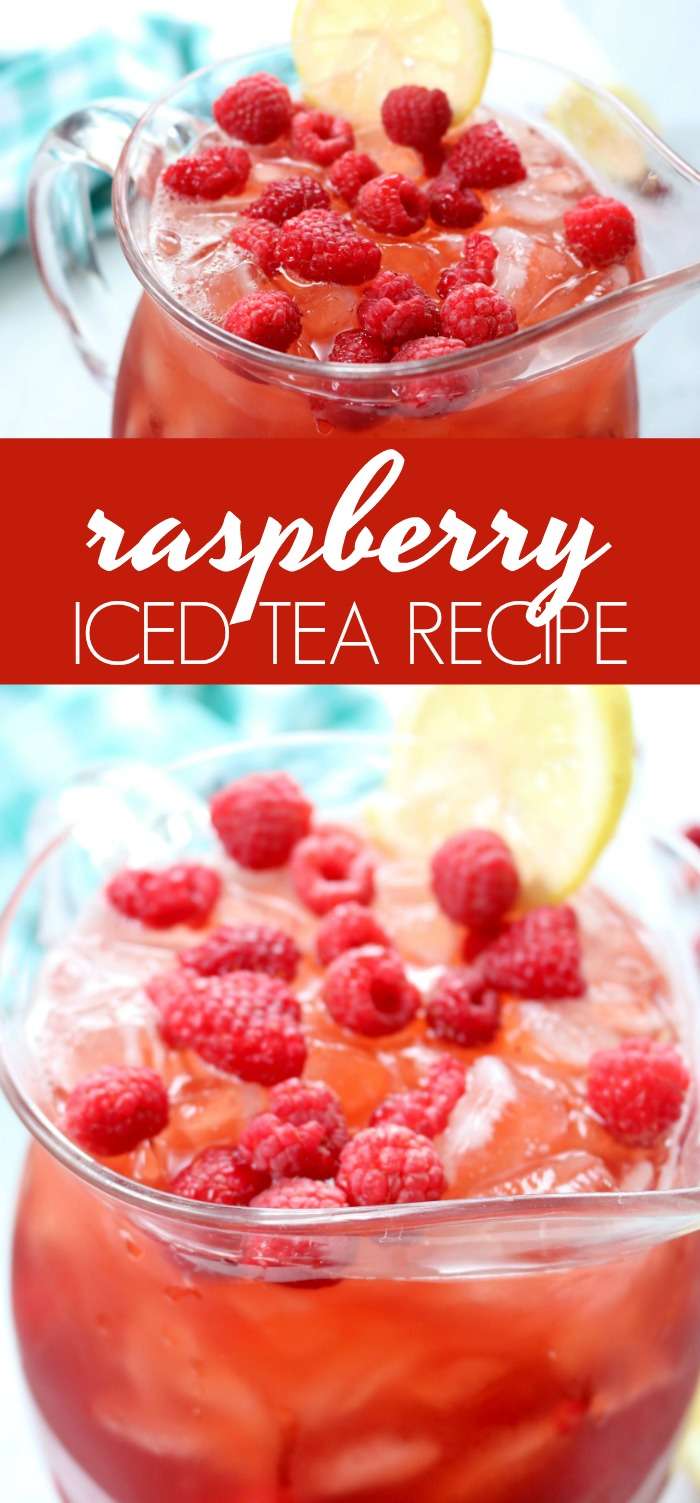Raspberry Iced Tea Recipe! An easy summertime homemade and refreshing Iced Tea recipe for pool parties, BBQs, backyard grilling, or family get-togethers! #tea #homemade #fruit #raspberry #icedtea #drink #recipe #fresh #crowdworthy Raspberry Iced Tea Recipe! An easy summertime homemade and refreshing Iced Tea recipe for pool parties, BBQs, backyard grilling, or family get-togethers!